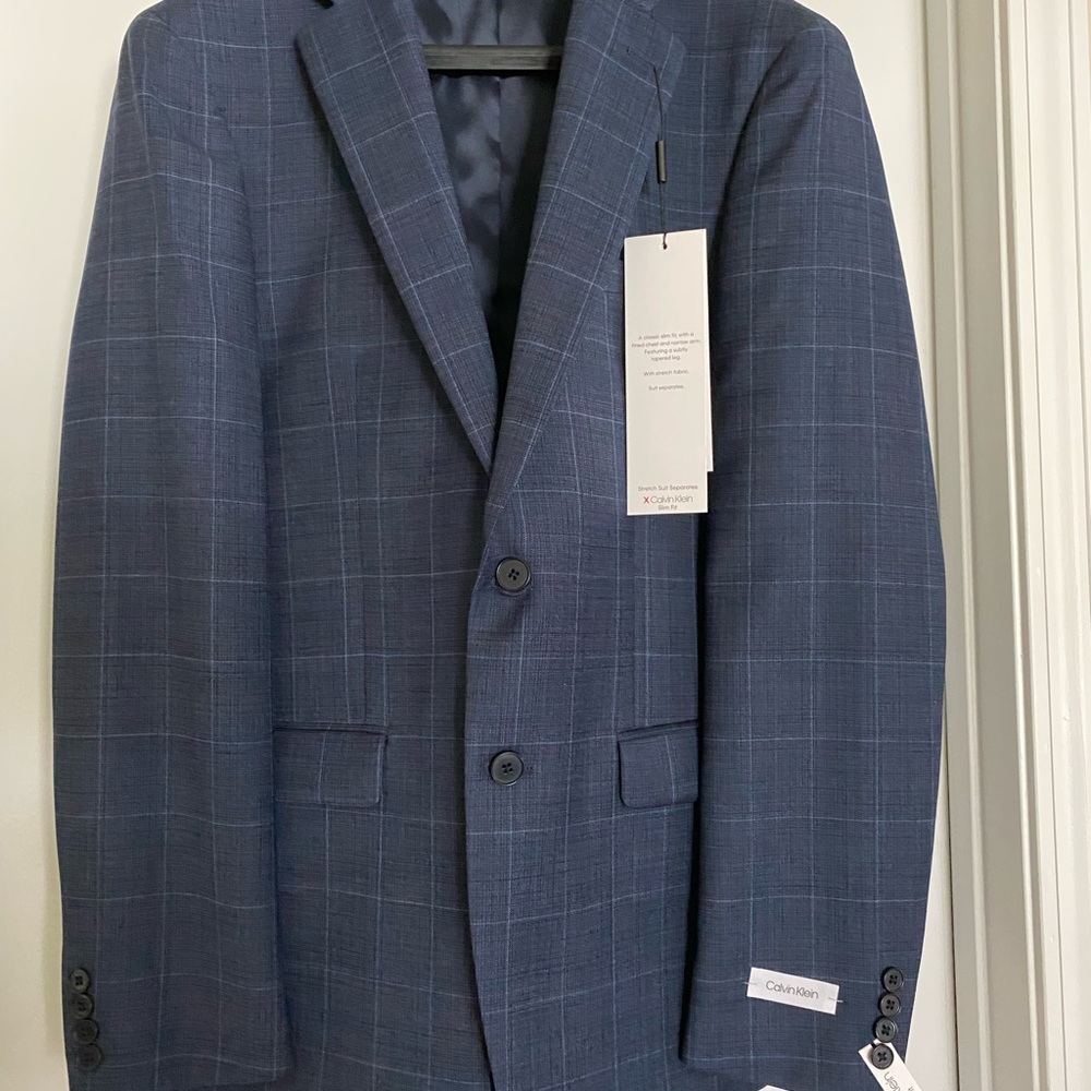 Calvin Klein Men's Navy Checkered Blazer